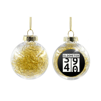 OLDOMETER, Transparent Christmas tree ball ornament with gold filling 8cm