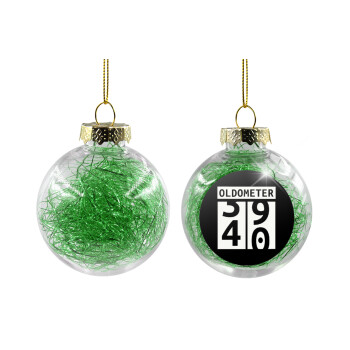 OLDOMETER, Χριστουγεννιάτικη μπάλα δένδρου διάφανη με πράσινο γέμισμα 8cm