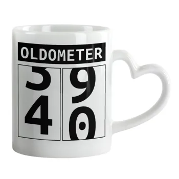 OLDOMETER, Κούπα καρδιά χερούλι λευκή, κεραμική, 330ml