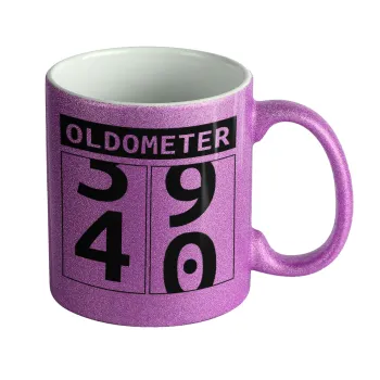 OLDOMETER, Κούπα Μωβ Glitter που γυαλίζει, κεραμική, 330ml