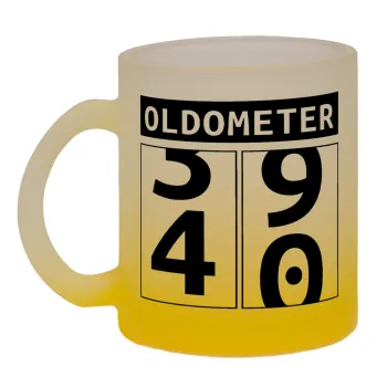 OLDOMETER, Κούπα γυάλινη δίχρωμη με βάση το κίτρινο ματ, 330ml