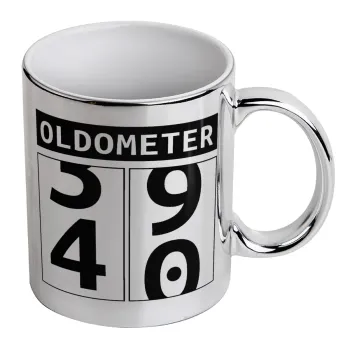 OLDOMETER, Mug ceramic, silver mirror, 330ml