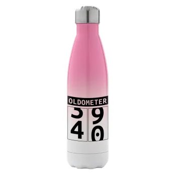 OLDOMETER, Metal mug thermos Pink/White (Stainless steel), double wall, 500ml
