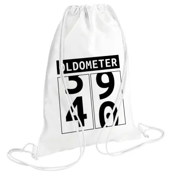 OLDOMETER, Τσάντα πλάτης πουγκί GYMBAG λευκή (28x40cm)