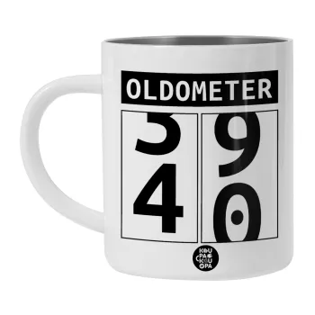 OLDOMETER, Λευκή Ανοξείδωτη Μεταλλική Κούπα 450ml - Διπλού Τοιχώματος 
