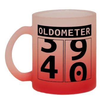 OLDOMETER, Κούπα γυάλινη δίχρωμη με βάση το κόκκινο ματ, 330ml