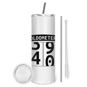 OLDOMETER, Tumbler stainless steel 600ml, with metal straw & cleaning brush