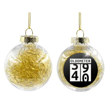 OLDOMETER, Transparent Christmas tree ball ornament with gold filling 8cm