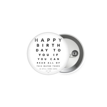 EYE tester happy birthday., Κονκάρδα παραμάνα 5.9cm