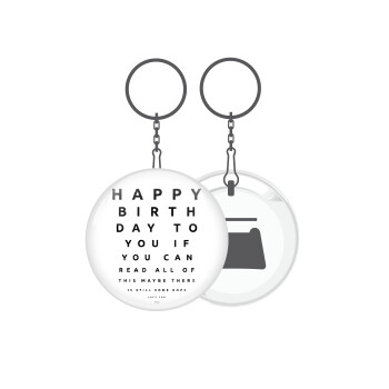 EYE tester happy birthday., Μπρελόκ μεταλλικό 5cm με ανοιχτήρι