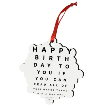 EYE tester happy birthday., Christmas ornament snowflake wooden 7.5cm