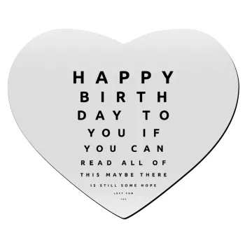 EYE tester happy birthday., Mousepad καρδιά 23x20cm