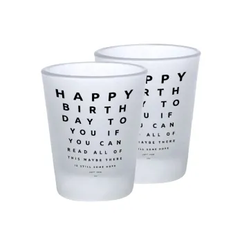 EYE tester happy birthday., Σφηνοπότηρα γυάλινα 45ml του πάγου (2 τεμάχια)