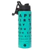 Metallic water bottle with safety lid, 850ml aluminum
