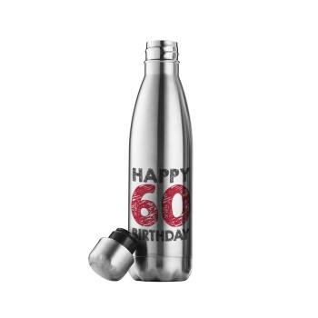 Happy 60 birthday!!!, Μεταλλικό παγούρι θερμός Inox (Stainless steel), διπλού τοιχώματος, 500ml