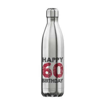 Happy 60 birthday!!!, Inox (Stainless steel) hot metal mug, double wall, 750ml