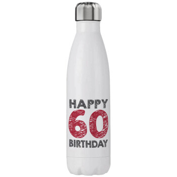 Happy 60 birthday!!!, Μεταλλικό παγούρι θερμός (Stainless steel), διπλού τοιχώματος, 750ml