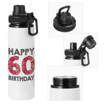 Happy 60 birthday!!!, Μεταλλικό παγούρι νερού με καπάκι ασφαλείας, αλουμινίου 850ml
