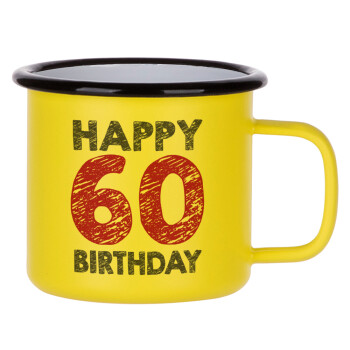 Happy 60 birthday!!!, Κούπα Μεταλλική εμαγιέ ΜΑΤ Κίτρινη 360ml