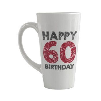 Happy 60 birthday!!!, Κούπα κωνική Latte Μεγάλη, κεραμική, 450ml