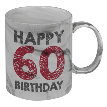 Happy 60 birthday!!!, Mug ceramic marble style, 330ml