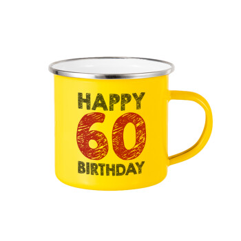 Happy 60 birthday!!!, Κούπα Μεταλλική εμαγιέ Κίτρινη 360ml