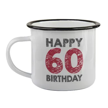 Happy 60 birthday!!!, Κούπα εμαγιέ με μαύρο χείλος 360ml