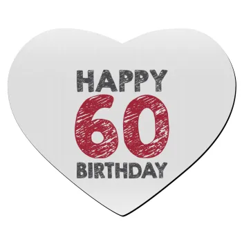 Happy 60 birthday!!!, Mousepad καρδιά 23x20cm