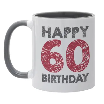 Happy 60 birthday!!!, Mug colored grey, ceramic, 330ml