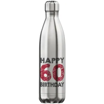 Happy 60 birthday!!!, Inox (Stainless steel) hot metal mug, double wall, 750ml