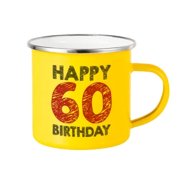 Happy 60 birthday!!!, Yellow Enamel Metallic Cup 360ml