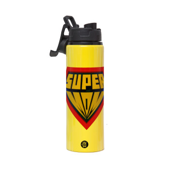 Super Mom 3D, Metallic water bottle with safety lid, 850ml aluminum