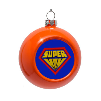 Super Mom 3D, Στολίδι Χριστουγεννιάτικη μπάλα δένδρου Πορτοκαλί 8cm