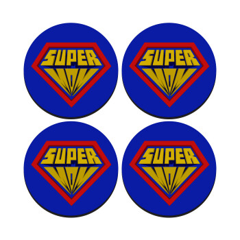 Super Mom 3D, SET of 4 round wooden coasters (9cm)