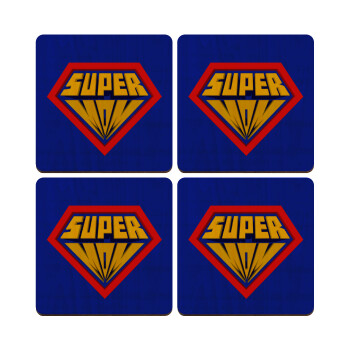 Super Mom 3D, ΣΕΤ x4 Σουβέρ ξύλινα τετράγωνα plywood (9cm)
