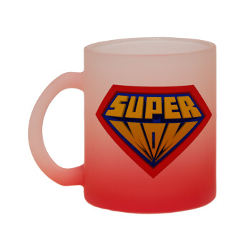 Super Mom 3D, Κούπα γυάλινη δίχρωμη με βάση το κόκκινο ματ, 330ml