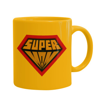 Super Mom 3D, Ceramic coffee mug yellow, 330ml (1pcs)