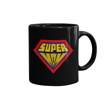 Super Mom 3D, Κούπα Μαύρη, κεραμική, 330ml