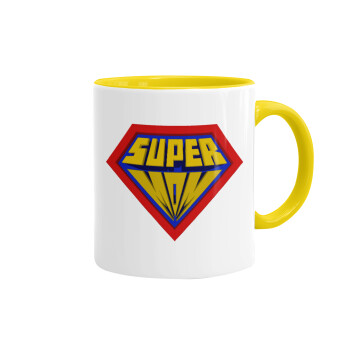 Super Mom 3D, Mug colored yellow, ceramic, 330ml