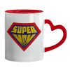 Mug heart red handle, ceramic, 330ml
