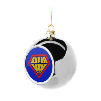 Super Mom 3D, Χριστουγεννιάτικη μπάλα δένδρου Ασημένια 8cm