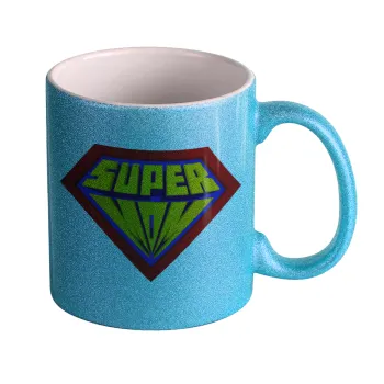 Super Mom 3D, Κούπα Σιέλ Glitter που γυαλίζει, κεραμική, 330ml