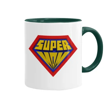 Super Mom 3D, Mug colored green, ceramic, 330ml