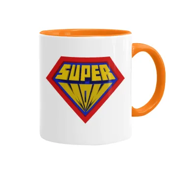 Super Mom 3D, Κούπα χρωματιστή πορτοκαλί, κεραμική, 330ml