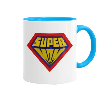 Super Mom 3D, Mug colored light blue, ceramic, 330ml