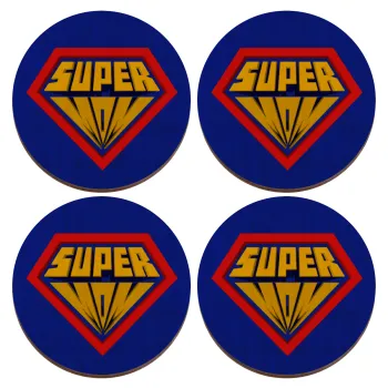 Super Mom 3D, ΣΕΤ x4 Σουβέρ ξύλινα στρογγυλά plywood (9cm)