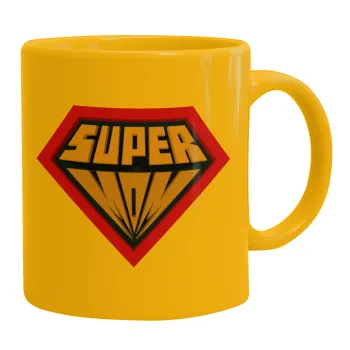 Super Mom 3D, Κούπα, κεραμική κίτρινη, 330ml