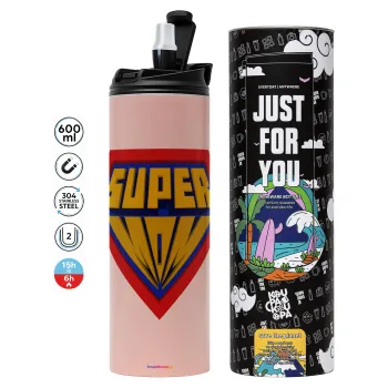 Super Mom 3D, Tumbler ποτήρι θερμό ΡΟΖ από ανοξείδωτο ατσάλι 600ml