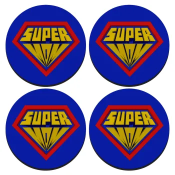 Super Mom 3D, SET of 4 round wooden coasters (9cm)