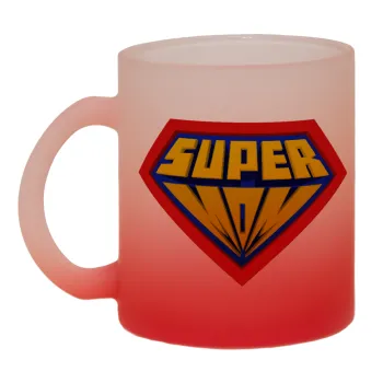 Super Mom 3D, Κούπα γυάλινη δίχρωμη με βάση το κόκκινο ματ, 330ml